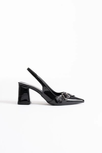 Generic Brand Black Patent Leather Women's Heeled Shoes Tr08Ms07A