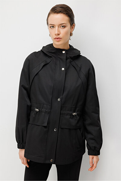 Ekol Hooded Trench Coat with Elastic Sleeves 6001