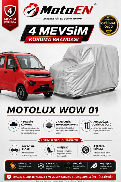 MotoEN Motolux WOW01 Elektrikli Micro Araba Brandası Oto Branda GRİ Su Geçirm...