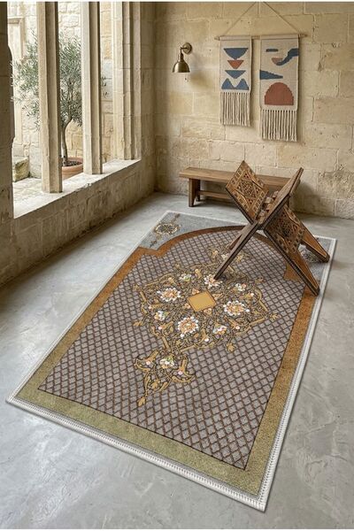eco concept سجادة صلاة مزخرفة مطبوعة رقمية مضادة للانزلاق مقاس 70 × 120