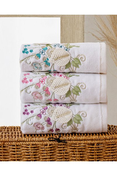 Hazangülü Buldan Production Dowry Embroidered Huma Velvet 6-Piece Kitchen Towel I 30X50