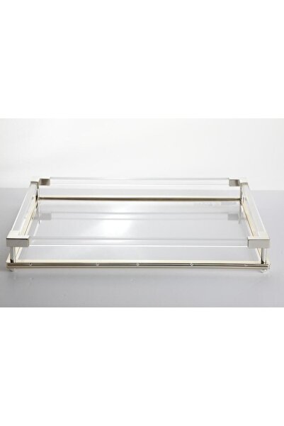 SOLETER Acrylic Serving Tray By - Transparent Silver - Medium Size - Dimensio...