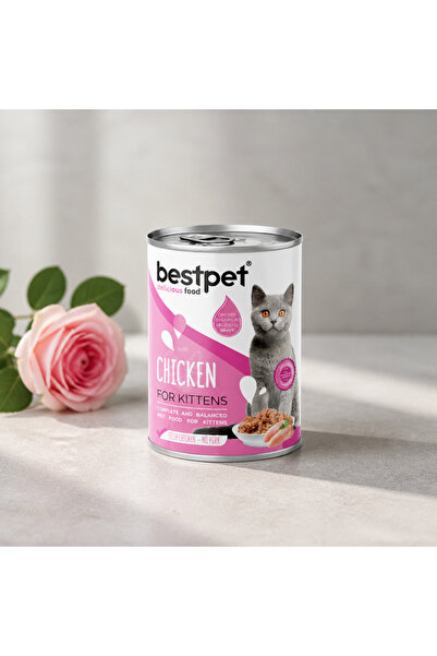 Bestpet Tavuklu ve Sütlü Yavru Kedi Konservesi 400gr× 12 adet