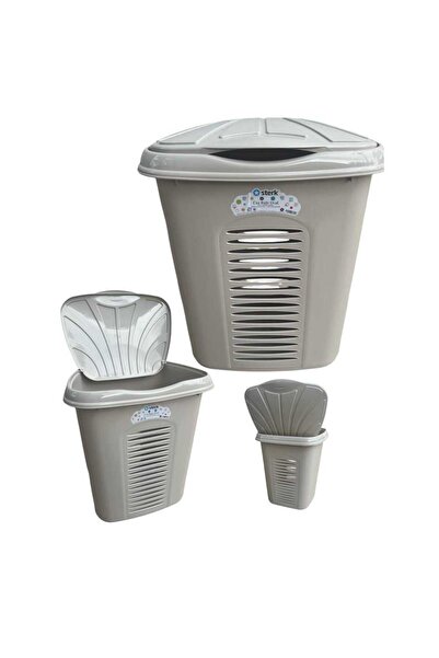 sterk Cos pentru rufe Bej, Oval, cu capac, 44x35x51cm,