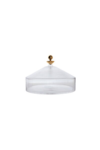 SOLETER Glass Sweets Container 18cm Transparent with Gold-Tone Knob Lid – Air...