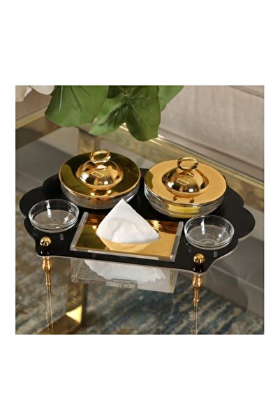 SOLETER Single Serving Set Gold & Black 30x22x6cm – 4-Piece Set with 2 Glass ...