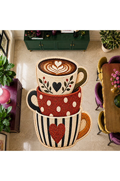 Rugs Modern Halı SDT Fincan Desenli Modern Dokuma Taban Dekoratif Halı sdtamo...