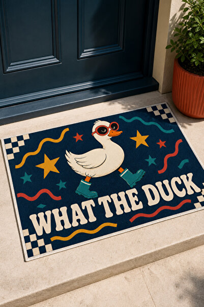Artvibe What the Duck Decorative Doormat with Duck Pattern, Colorful Retro No...