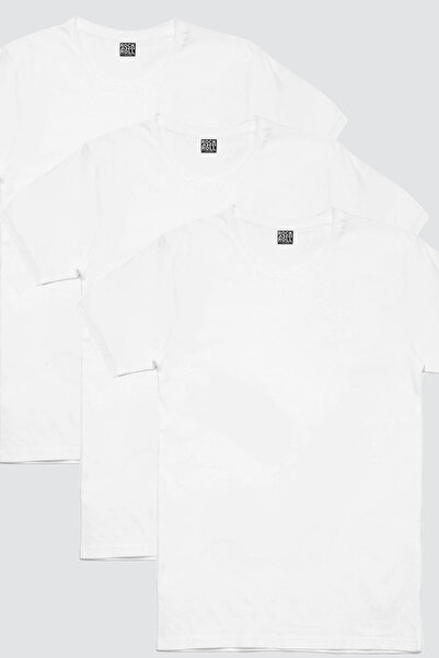 ROCKANDROLL Tricou alb simplu pentru bărbați, pachet ecologic de 3 bucăți