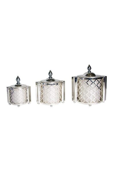 SOLETER Deluxe 3-Piece Plastic Canister Set with Metal Lids & Frames – 8.5 cm...