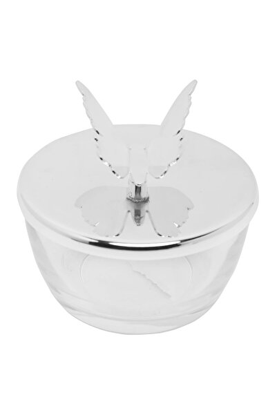 SOLETER Storage Bowl with Butterfly Lid, Chrome and Clear Acrylic, 19 cm Diam...
