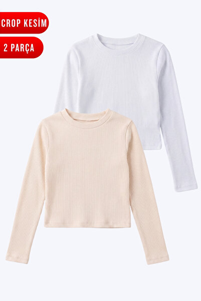 FYK KİDS Girl's Ribbed 2-Piece Crop Top