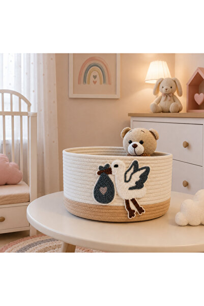 Berçak Home Children's Room Toy Basket Decorative Wicker Basket Organizer Sto...