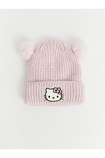 LC Waikiki Căciuliță tricotată pentru fetițe, cu broderie Hello Kitty și pompon