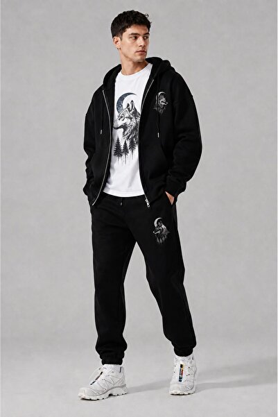 LUNAVISTA Men's Printed Oversize Zipper Hooded Sweatshirt, Crew Neck T-Shirt ...