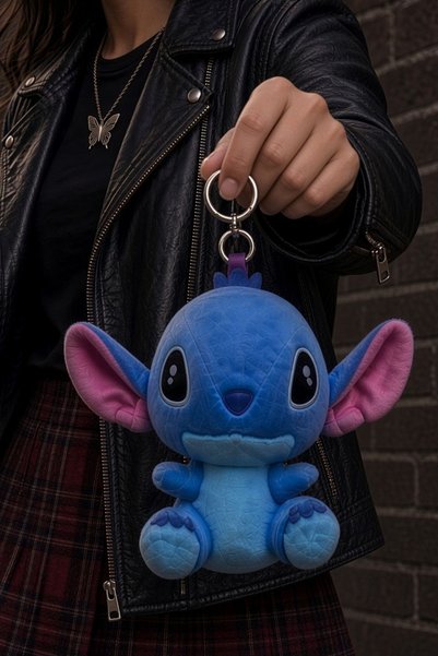 STORE24 Cute Stitch Plush Bag Accessory – Soft Textured Keychain & Gift Bag Ornament |   Gift for a Lover, Gift for a Girl