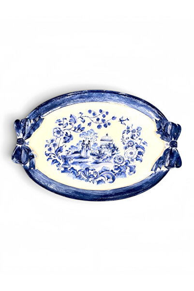 Tirinnanzi Blue Victoriana Oval Kurdele Büyük- ( 52x37 )