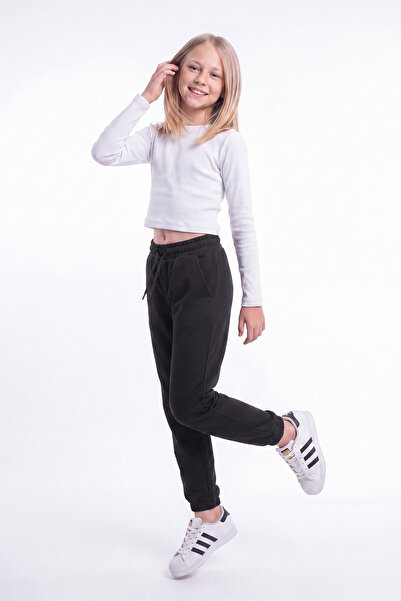 panios kids Kız Çocuk Fitilli Crop ve Eşofman Altı Seti
