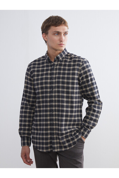 LC Waikiki Southblue anthracite regular fit long sleeve plaid men's lumberjac...