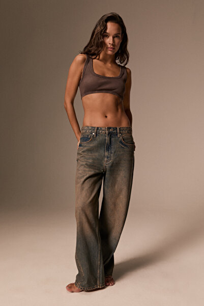 GRIMELANGE Lexy Women's Standard Waist Baggy Balloon Jean Yellow Tint Pants