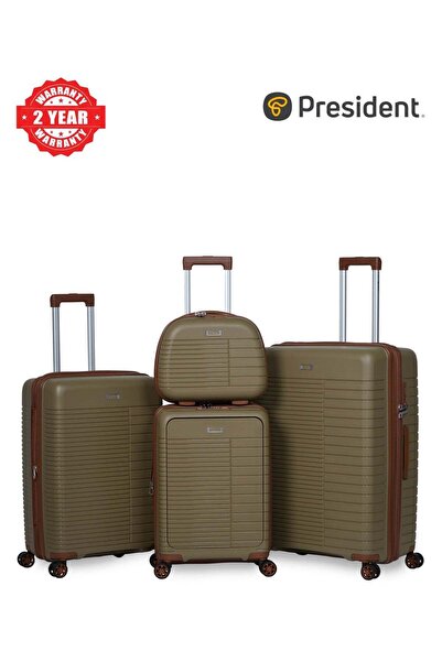President Premium 4 Piece large capacity PP Trolley cases 4998-KHAKI