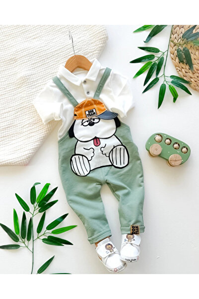 hümabebe Dog Team Shirt, Collared Overalls, Seasonal 2-Piece Baby Boy Set