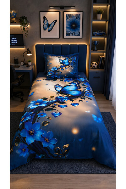 AYBERK HOME TEXTİLE Blue Dream 5D Digital Printed Cotton Single Duvet Cover S...