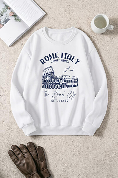 uyguntarz Unisex Rome Italy Printed Crew Neck Sweatshirt