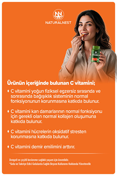 Naturalnest Vitamin C 1000 mg 30 Tablet - Kuşburnu Ekstresi, Hesperidin