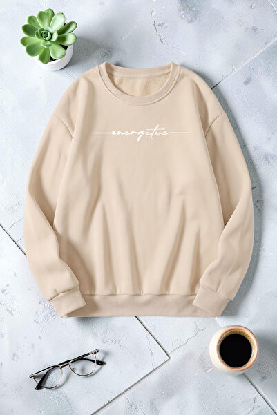uyguntarz Unisex Energetic Printed Crew Neck Sweatshirt
