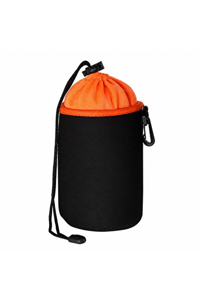 FotoManiac M Lens Pouch, 10 x 10 x 14 cm, Padded Velour, Water-Resistant, Orange