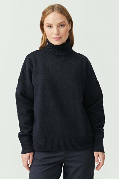 PAULMARK Kadın Oversize Balıkçı Yaka Triko Kazak