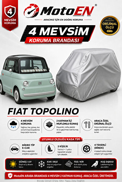 MotoEN Fiat Topolino Micro Elektrikli Araba Brandası GRİ Oto Branda Su Geçirm...