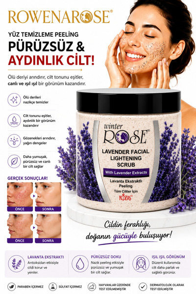 ROWENAROSE Lavanta Yüz Temizleme Peelingi 500ml