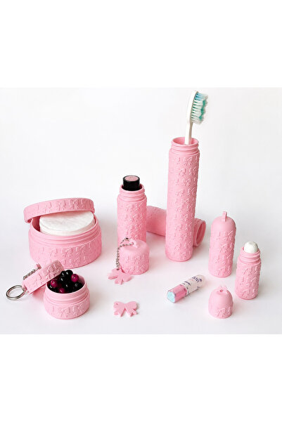 AtikPromosyon3D Pembe Fiyonk Detaylı | Mini Kişisel Bakım ve Seyahat Seti