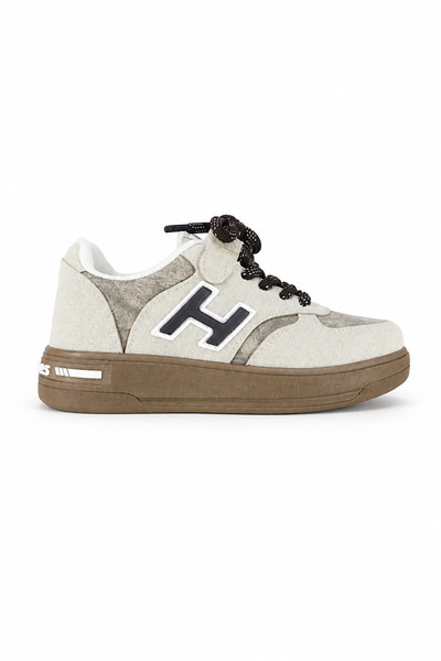 Ekonomik Ayakkabı Unisex Kids Beige Brown Suede Look Sports Shoes Lace-Up Thi...