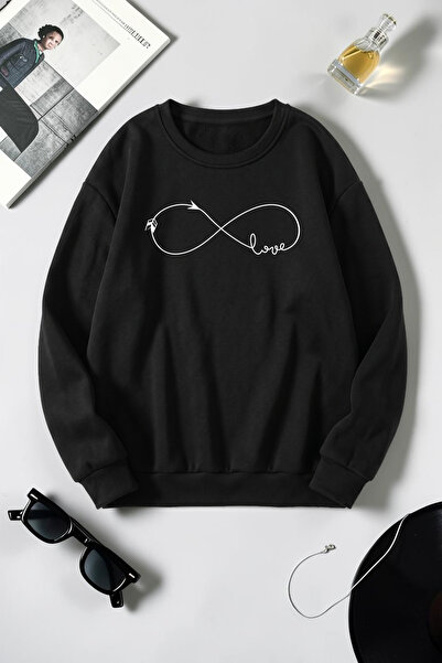 uyguntarz Unisex Infinite Love Printed Crew Neck Sweatshirt