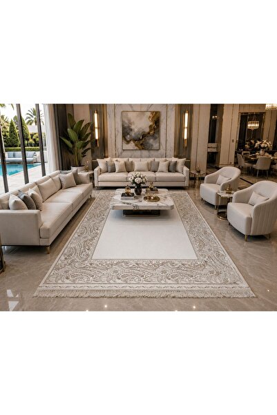 Neşem Halı Boutique NAKKAŞ RY001A CREAM 100 TARAK DOĞAL İPLİK DOKUMA MAKİNE H...