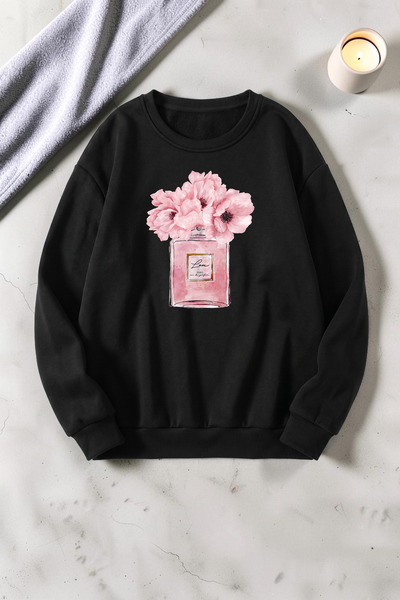 uyguntarz Unisex Perfume Detailed Printed Crew Neck Sweatshirt