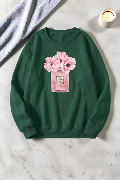 uyguntarz Unisex Perfume Detailed Printed Crew Neck Sweatshirt