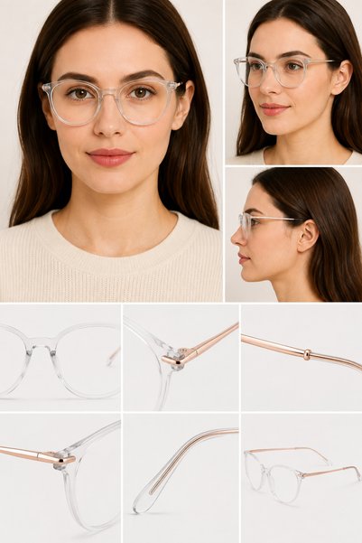MORE ME Transparent Cat Eye Acetate Eyeglass Frame
