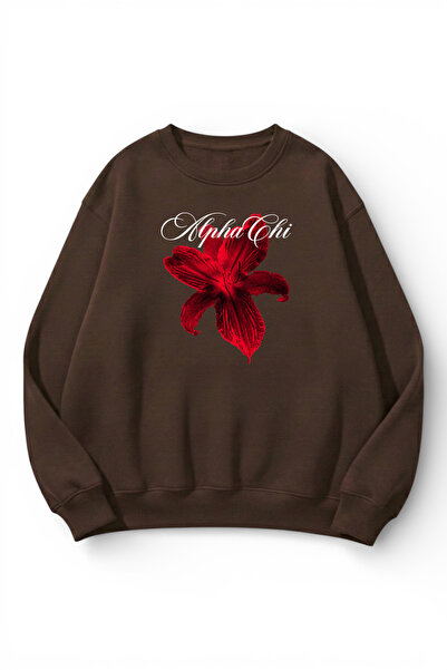 uyguntarz Unisex Soft Textured Chi Alpha Printed Design Oversize 3 Thread Cre...