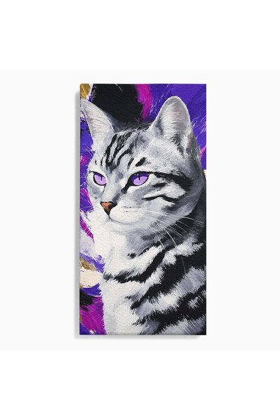 Luxcanva Tablou Canvas Pisica Eleganta 50x100 cm pe Sasiu Lemn Pisica Animale...