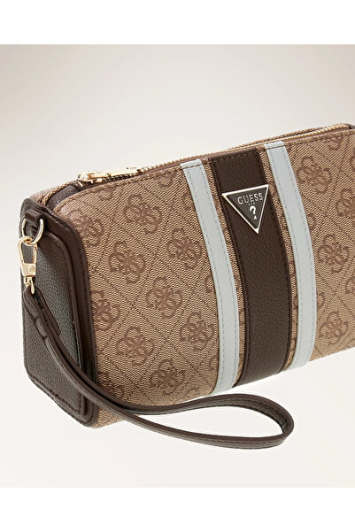 Guess Women's Portfolio Bag Patterned Wrist Strap Zippered Logo Daily Stylish...