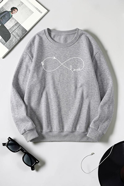 uyguntarz Unisex Infinite Love Printed Crew Neck Sweatshirt