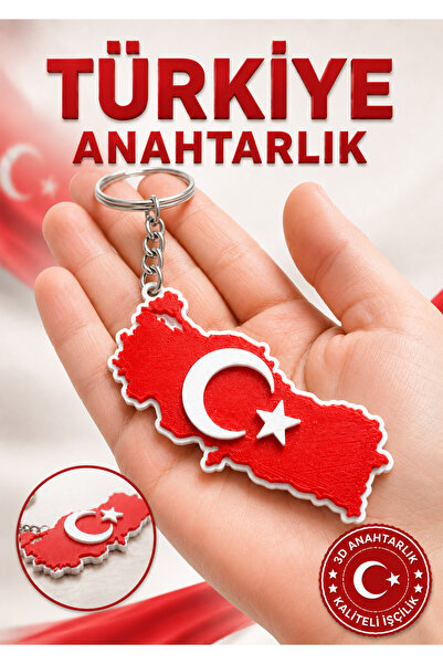 fırsatlar diyarı Türkiye Haritası Türk Bayrağı AyYıldızlı 3D Anahtarlık