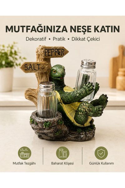 METTREND Turtle-shaped glass salt and pepper shaker set (set of 2) - decorative kitchen and tableware accessory - gift item