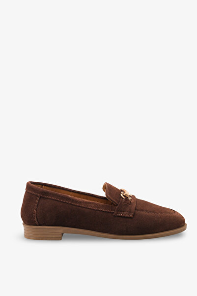 İNNABUTİKK Stela Women's Genuine Leather Casual Shoes - Brown Suede