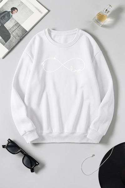 uyguntarz Unisex Infinite Love Printed Crew Neck Sweatshirt