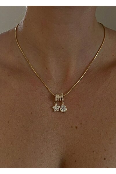 KİLİGİSTANBUL Star&Drop Charmli Necklace 45 cm (+5 cm Extension)